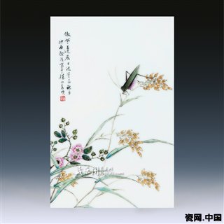 《粉彩花卉瓷板》